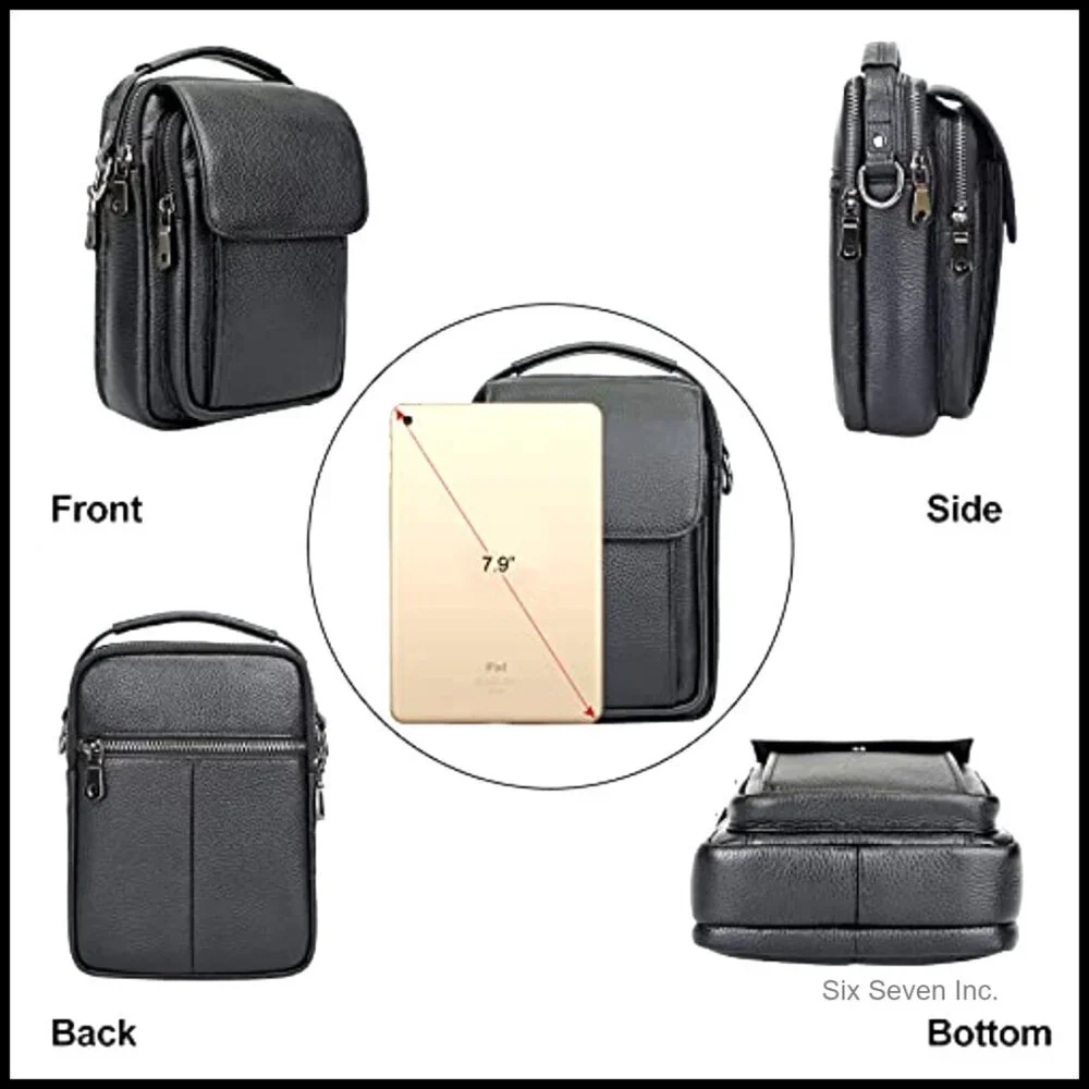 Genuine Leather Messenger Bag Crossbody Sling Shoulder Bag Travel Daypack